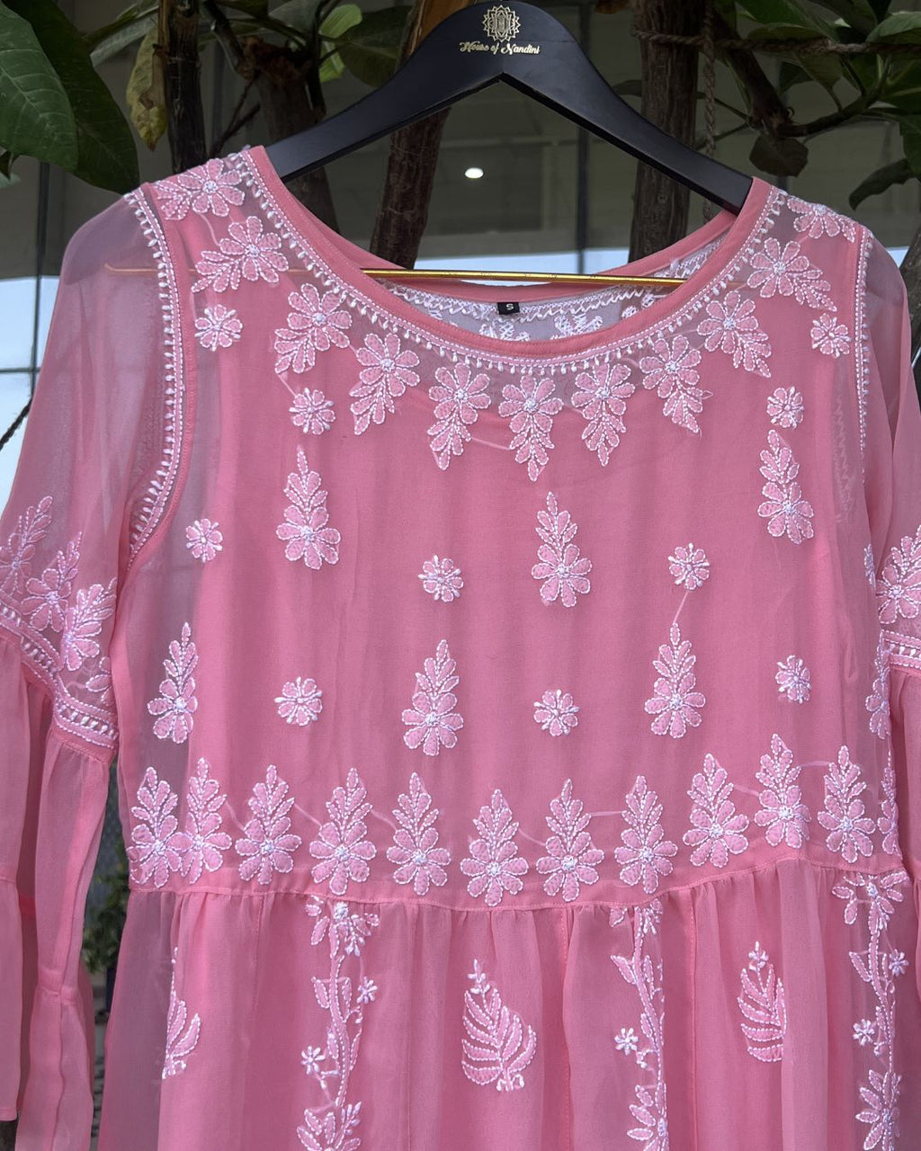Pink Chikankari Dress | Hand Embroidered Kurta | Chikankari Studio Gurgaon
