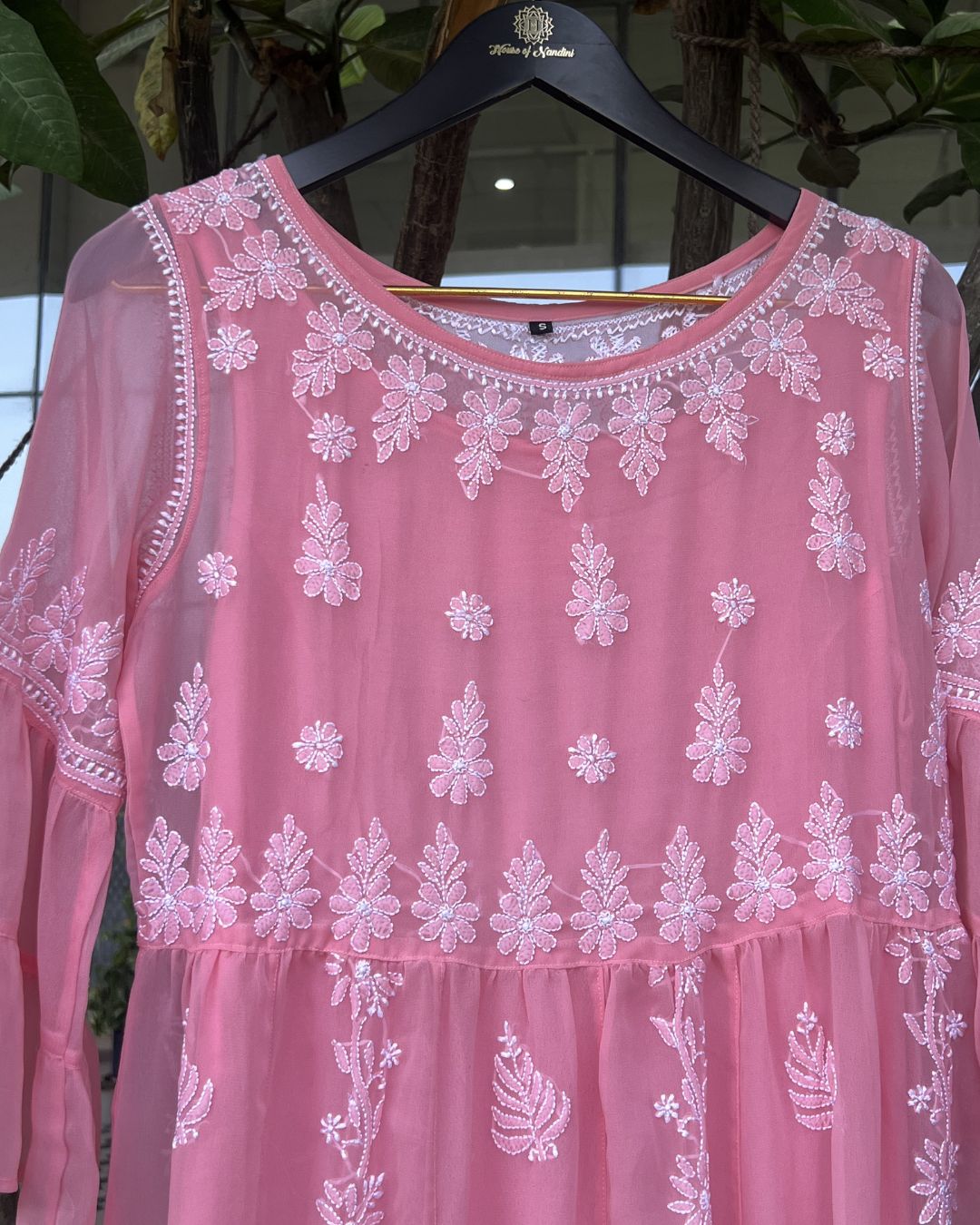 Pink Chikankari Dress | Hand Embroidered Kurta | Chikankari Studio Gurgaon