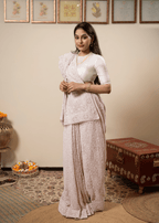 Blush Pink Hand Embroidered Chikankari Saree | Lucknowi Chikankari Saree