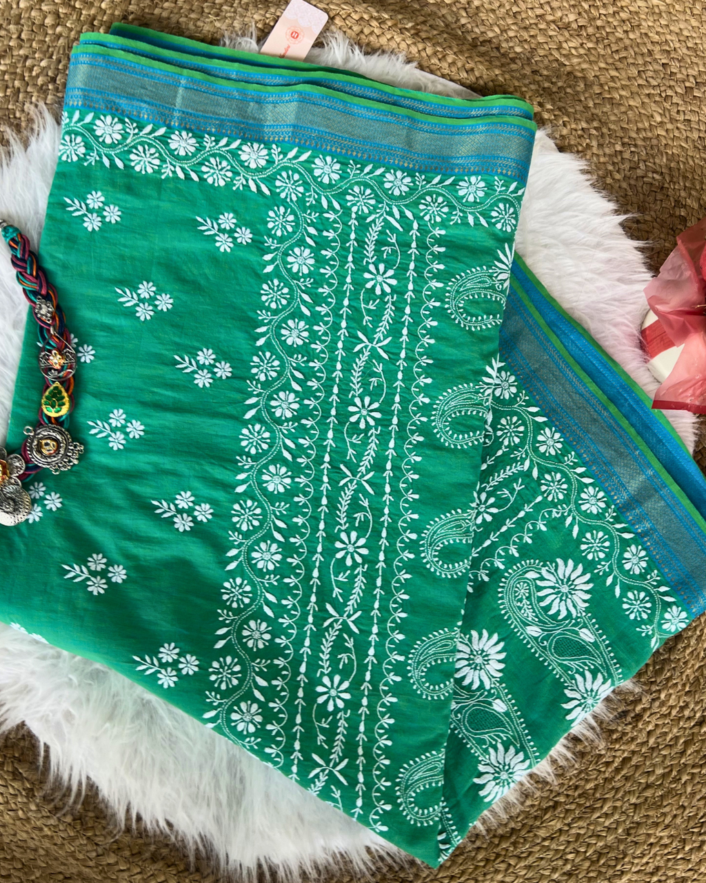 Elegant Green Cotton Saree | Lightweight Everyday Ethnic Wear