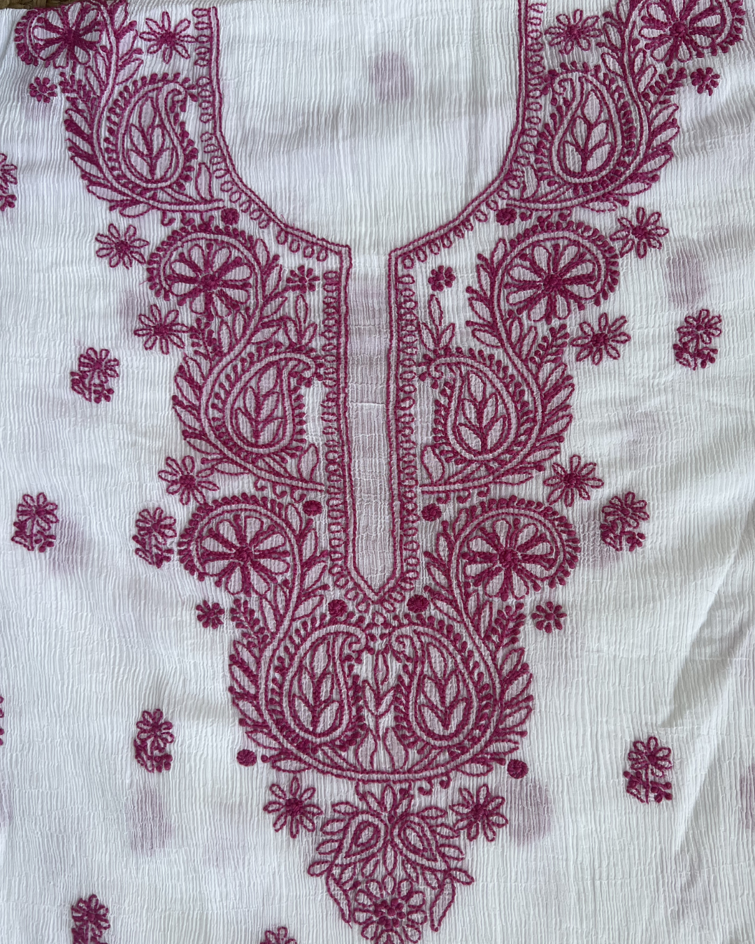 Pink & White Cotton Unstitched Suit Set | Lucknow Chikankari Gurgaon