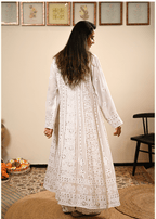 White Chikankari Georgette Anarkali Set