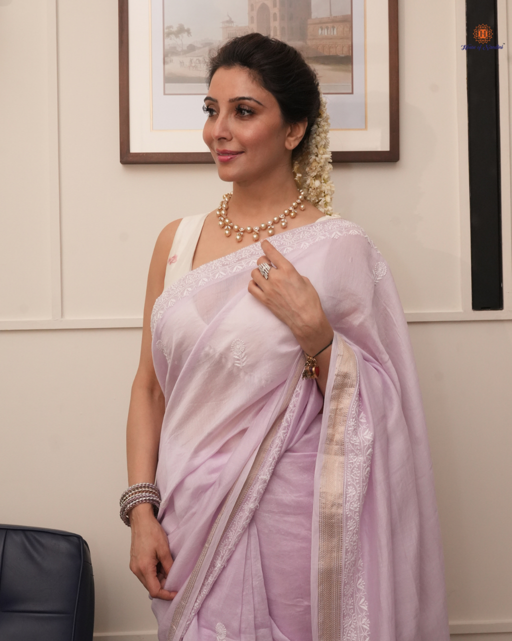 Jai Madan Purple Mauve Chanderi Saree with Blouse – Elegant Weave of Tradition