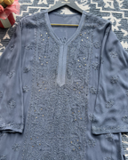 Premium Light Green Long Chikankari Kurti | Graceful Elegance in Georgette