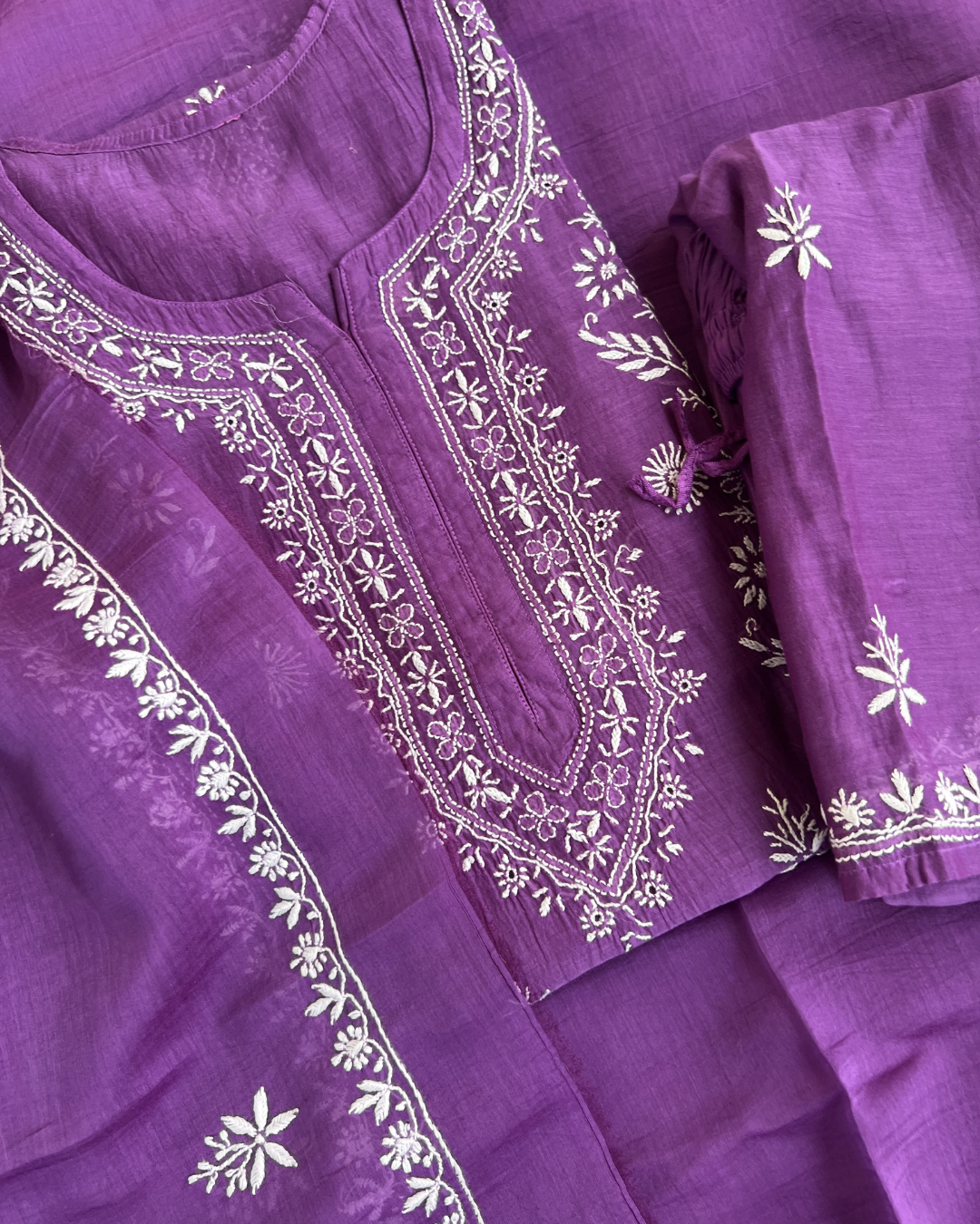 Stitched mul Cotton Chikankari Suit Set | Chikankari Studio Gurgaon