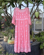 Pink Chikankari Dress | Hand Embroidered Kurta | Chikankari Studio Gurgaon