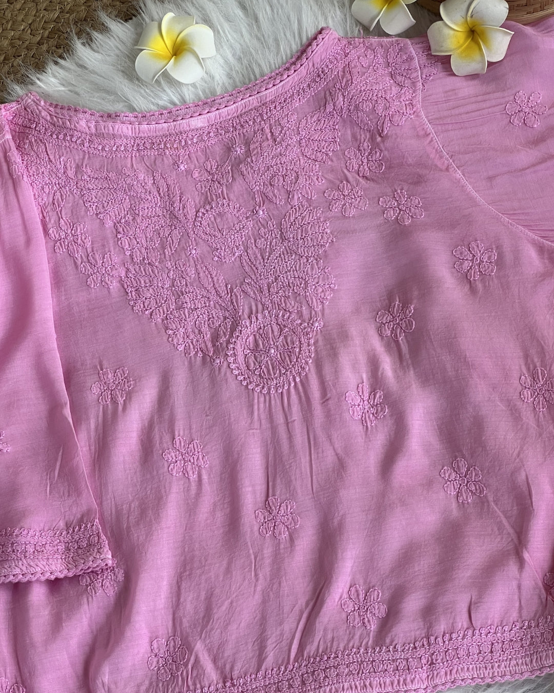 Women's Chikankari Embroidered Short Top