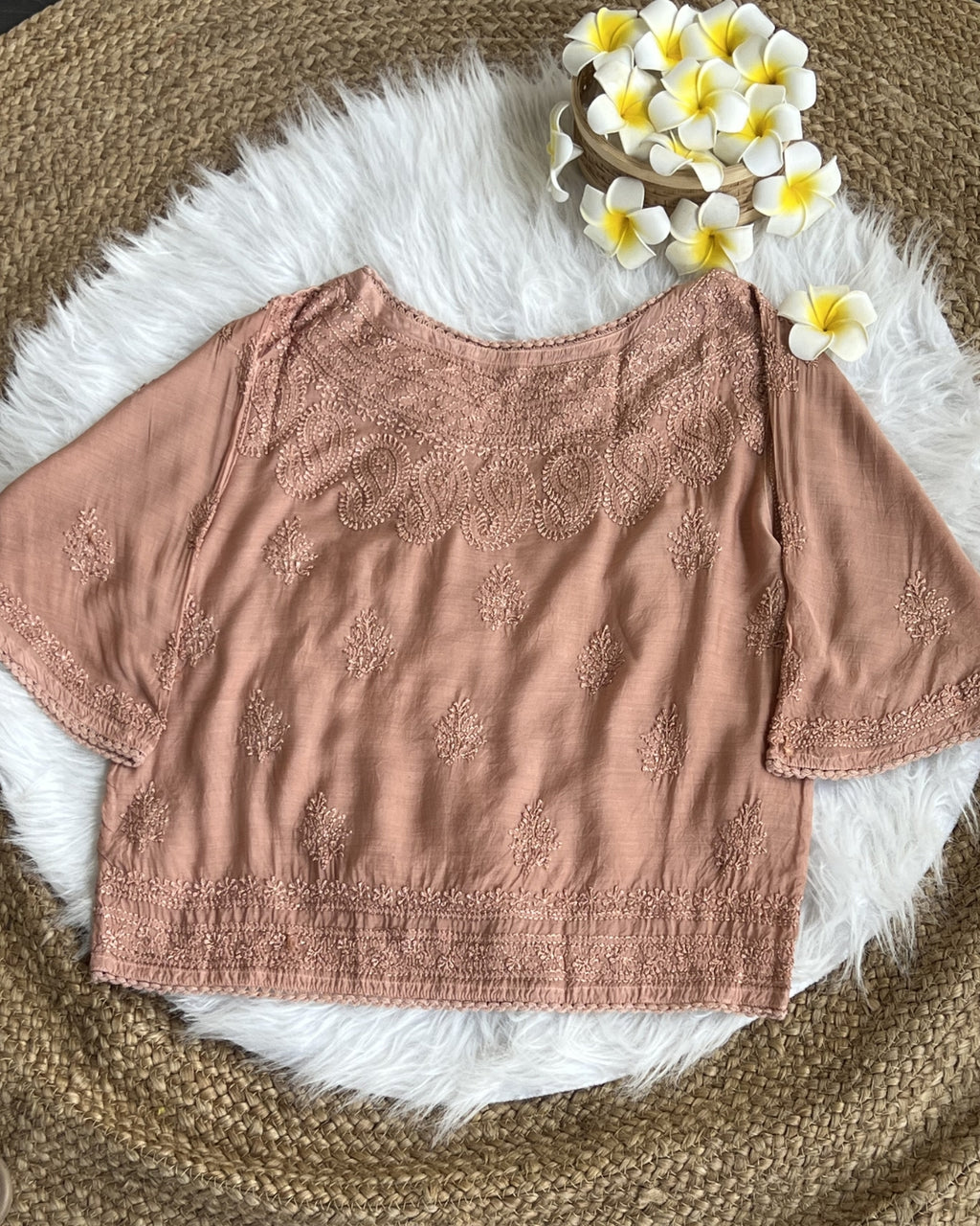Women's Chikankari Embroidered Short Top