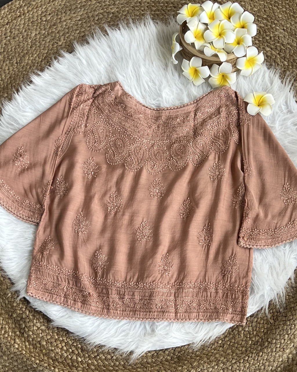 Women's Chikankari Embroidered Short Top