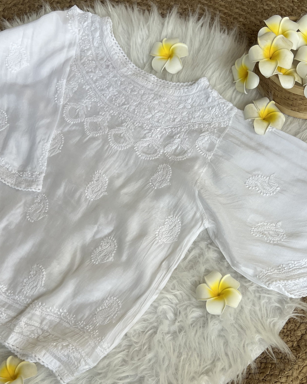 Women's Chikankari Embroidered Short Top
