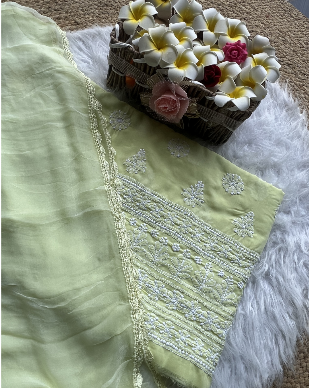 Cotton Chikankari Unstitched Suit | Lucknow Chikankari Gurgaon