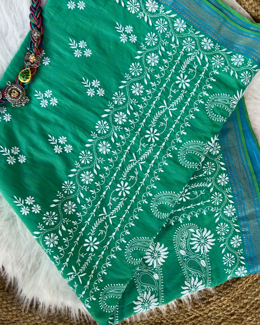 Elegant Green Cotton Saree | Lightweight Everyday Ethnic Wear