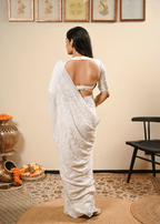 White Georgette Chikankari Saree