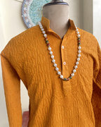 Men’s Brown Chikankari Kurta Size 42 – Hand Embroidered Ethnic Kurta | House of Nandini