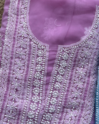 Georgette Chikankari Unstitched Suit  | Lucknow Chikankari Gurgaon