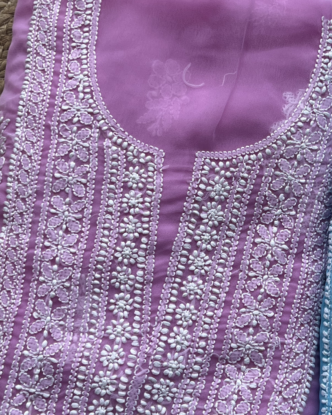 Georgette Chikankari Unstitched Suit  | Lucknow Chikankari Gurgaon