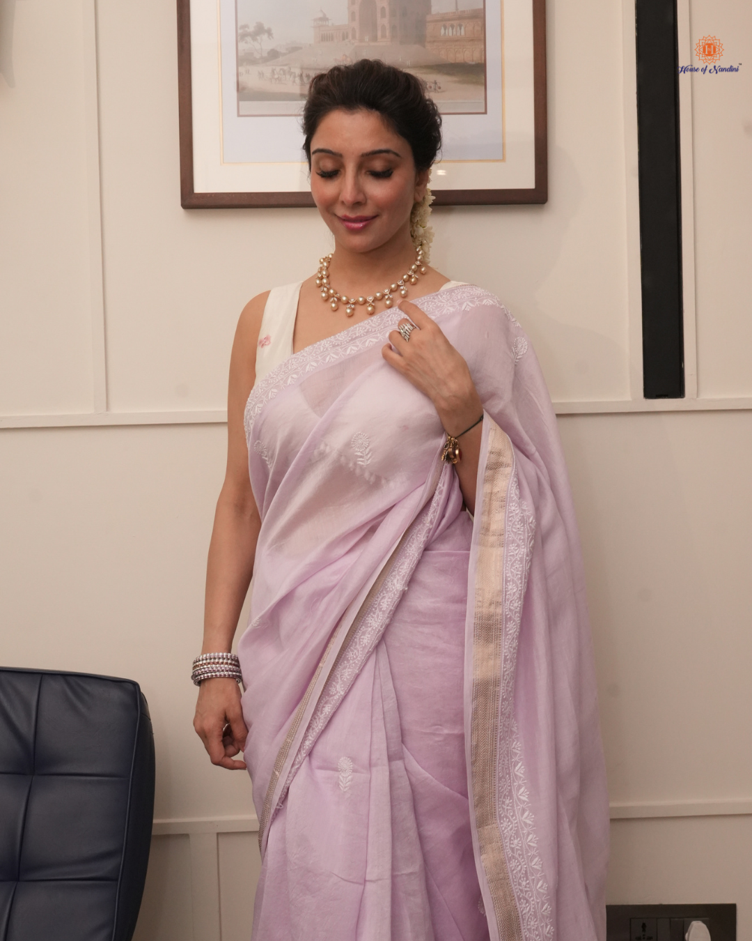Jai Madan Purple Mauve Chanderi Saree with Blouse – Elegant Weave of Tradition