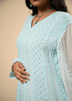 Embroidered Chikankari Anarkali Set with Dupatta | Lucknowi Chikankari