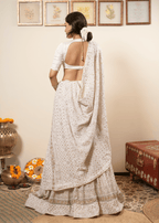 Hand Embroidered White Lehenga Lucknowi Chikankari