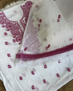 Pink & White Cotton Unstitched Suit Set | Lucknow Chikankari Gurgaon