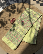 Elegant Green Kota Doria Saree – Lightweight & Handcrafted Grace