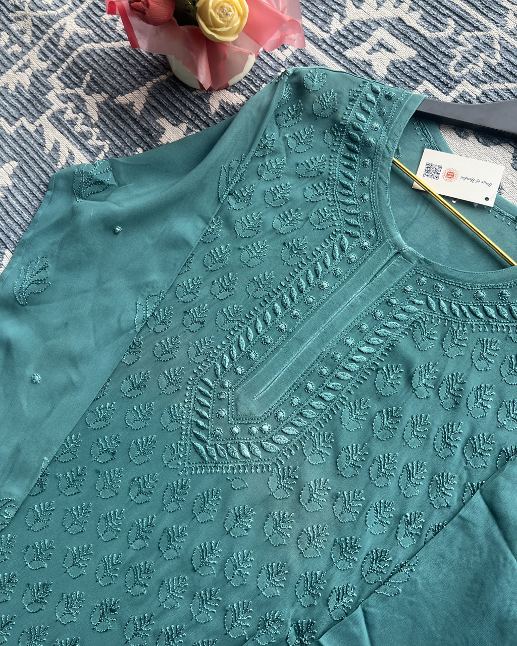 premium Bottle Green Chikankari Kurti | Timeless Elegance & Comfort