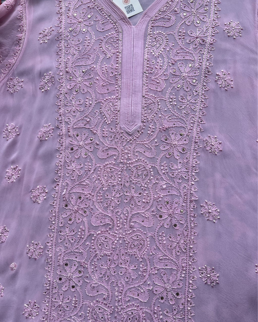 Premium Pink Long Chikankari Kurti | Graceful Elegance in Georgette