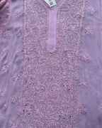 Premium Pink Long Chikankari Kurti | Graceful Elegance in Georgette
