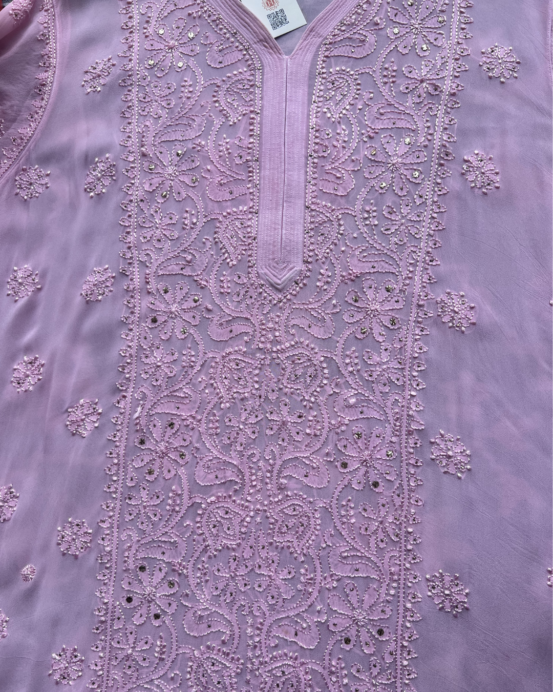 Premium Pink Long Chikankari Kurti | Graceful Elegance in Georgette