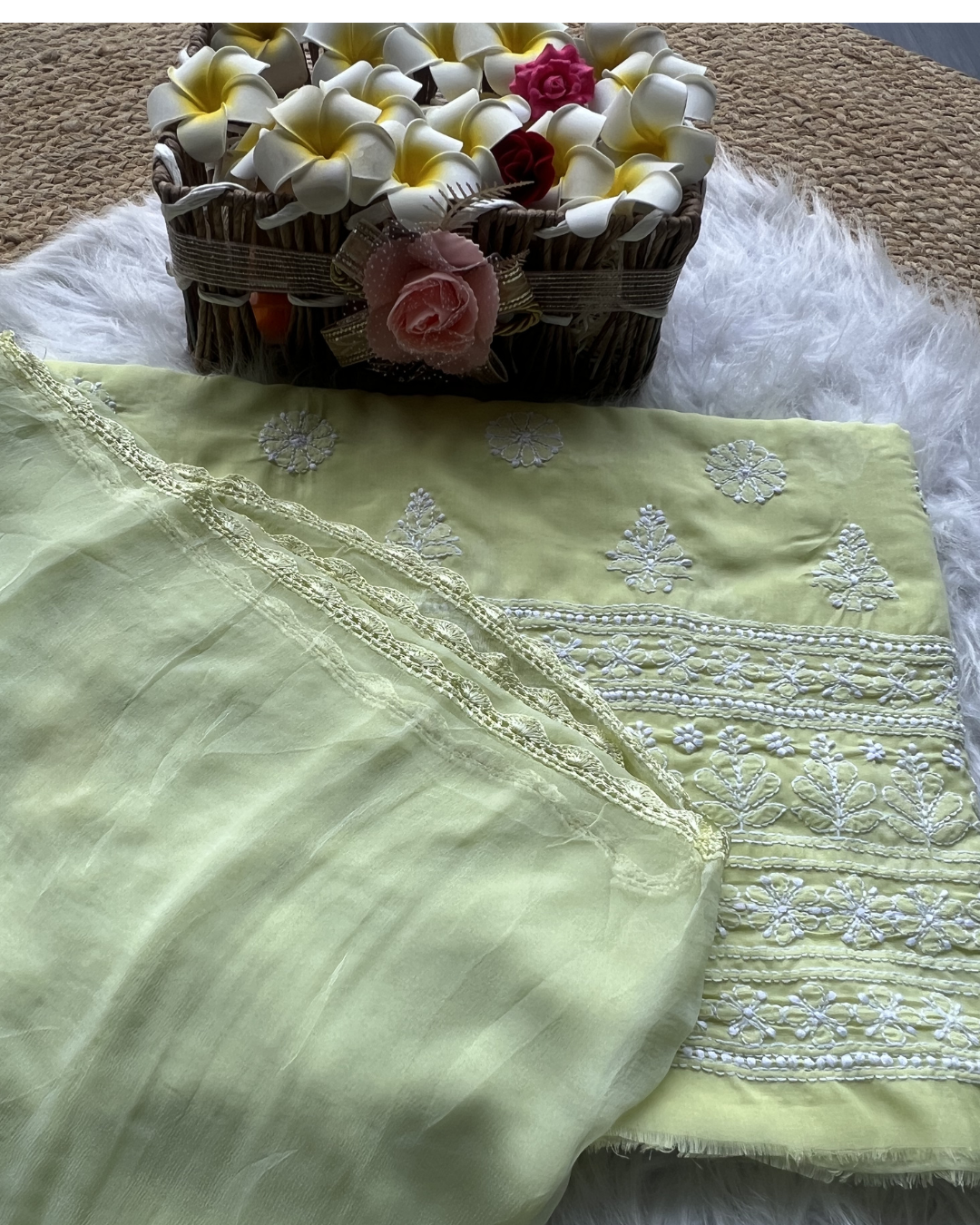 Cotton Chikankari Unstitched Suit | Lucknow Chikankari Gurgaon