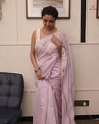 Jai Madan Purple Mauve Chanderi Saree with Blouse – Elegant Weave of Tradition