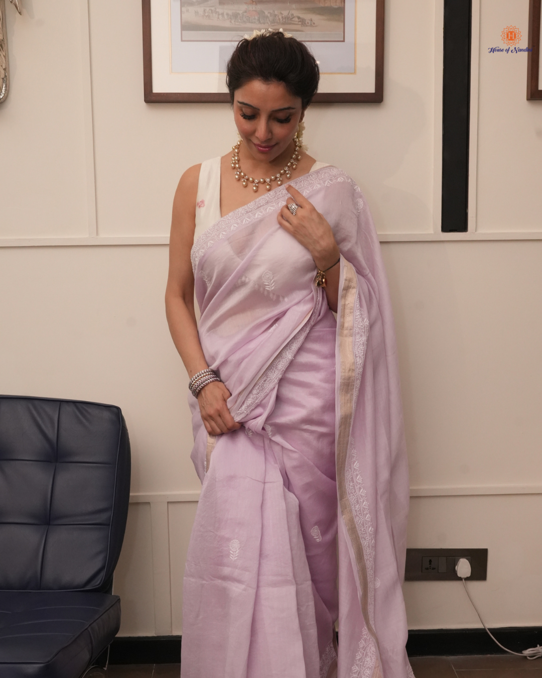 Jai Madan Purple Mauve Chanderi Saree with Blouse – Elegant Weave of Tradition