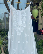Long Muslin Chikankari Kurti | Chikankari Studio Gurgaon