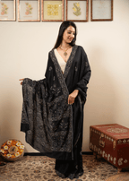 Black Embroidered Chikankari Saree  Lucknowi Chikankari Saree