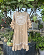 Chocolate Brown Long Chikankari Dress with White Embroidery | Lucknow Chikankari Gurgaon | Chikankari Studio Gurgaon