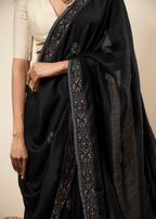 Black Embroidered Chikankari Saree  Lucknowi Chikankari Saree