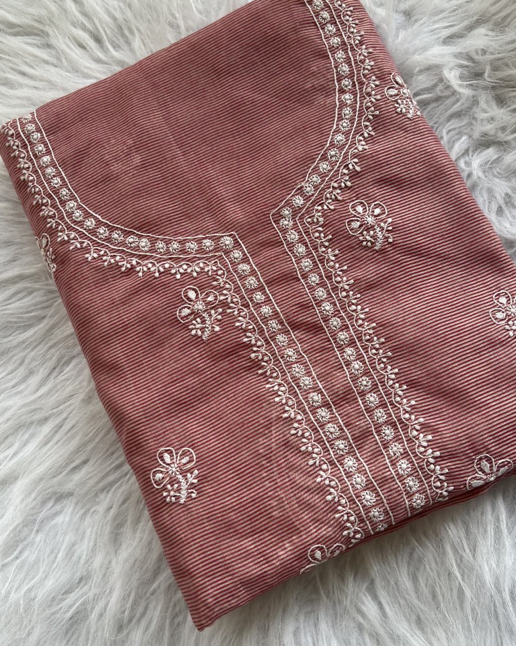 Rose Tissue Unstitched Suit Set | Lucknow Chikankari Gurgaon