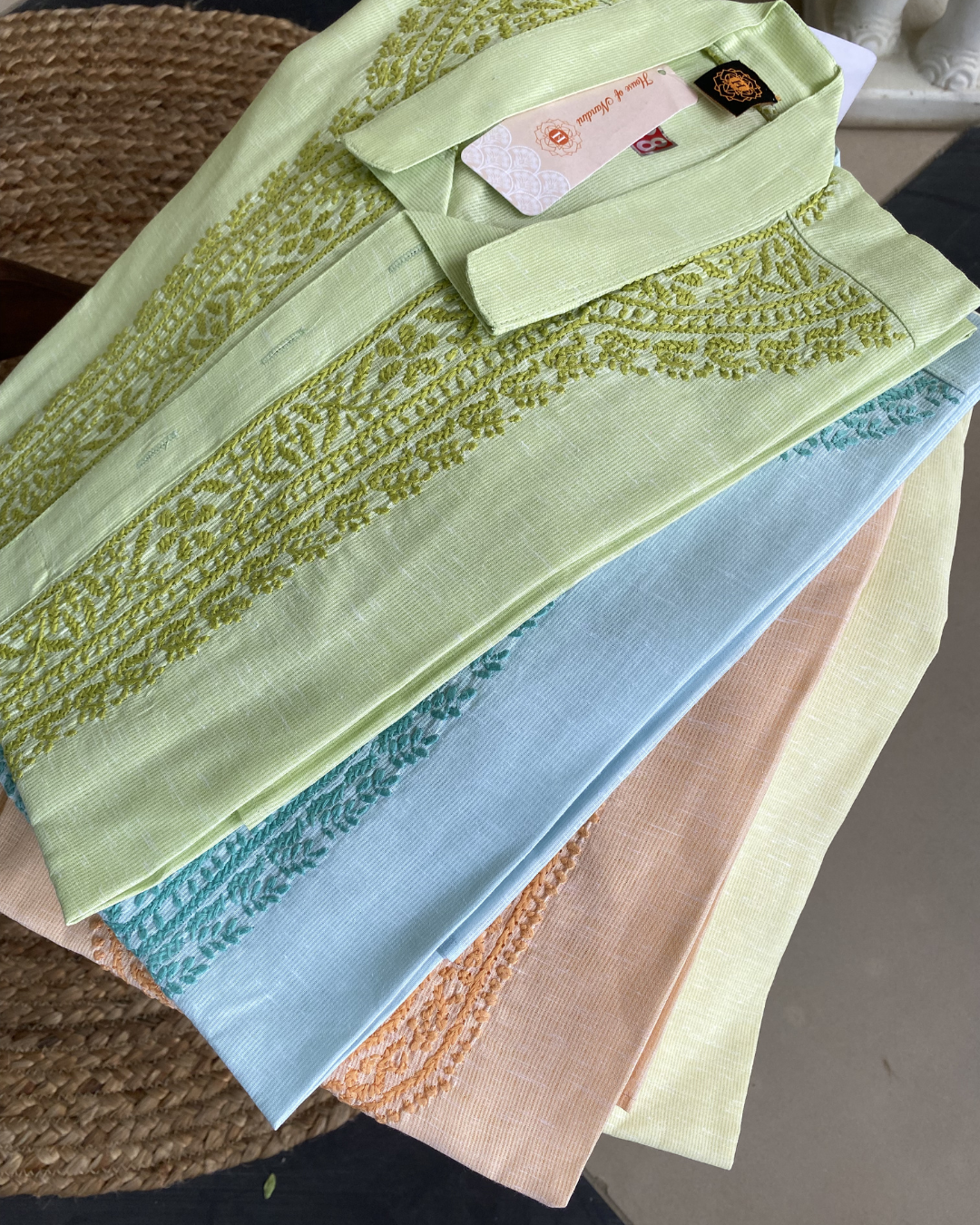Men’s Chikankari Kurta Collection – Tone-on-Tone Hand Embroidered Kurtas | House of Nandini