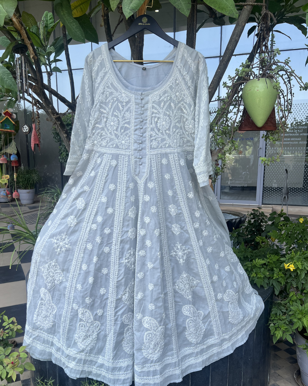 Chikankari Anarkali Kurta | Lucknow Chikankari Gurgaon