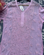 Premium Pink Long Chikankari Kurti | Graceful Elegance in Georgette