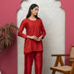 Red Chanderi silk kurti+pant