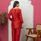 Red Chanderi silk kurti+pant