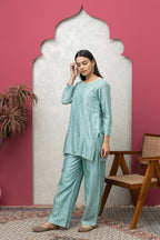 Elegant Georgette Stitched Kurti Pant Set