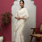 tissueBeige sareewithblouse+golden border+chikankari