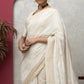 tissueBeige sareewithblouse+golden border+chikankari