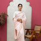 Chanderisilk babypink saree with blouse+chikankari