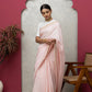 Chanderisilk babypink saree with blouse+chikankari