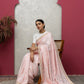 Chanderisilk babypink saree with blouse+chikankari