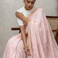 Chanderisilk babypink saree with blouse+chikankari