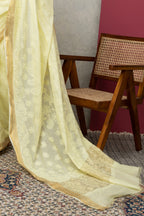 Lemon Yellow Chanderi Silk Saree with Blouse & Chikankari – Radiant Elegance